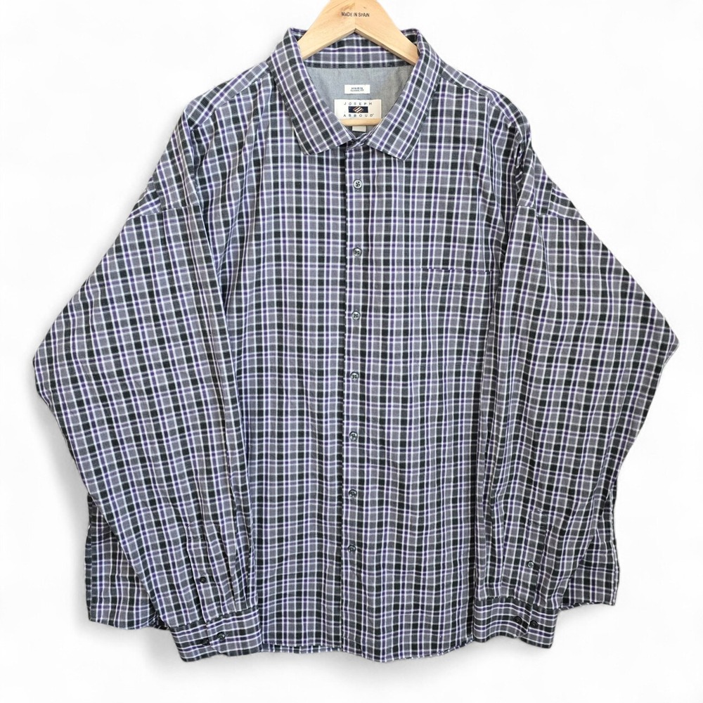 Joseph Abboud Dress Shirt Mens 4X Button Up Purple Gray Non Iron Classic Fit